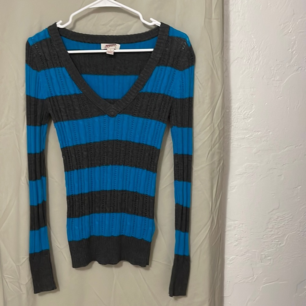 Striped V Neck Arizona Jeans Co Long Sleeve Sweater